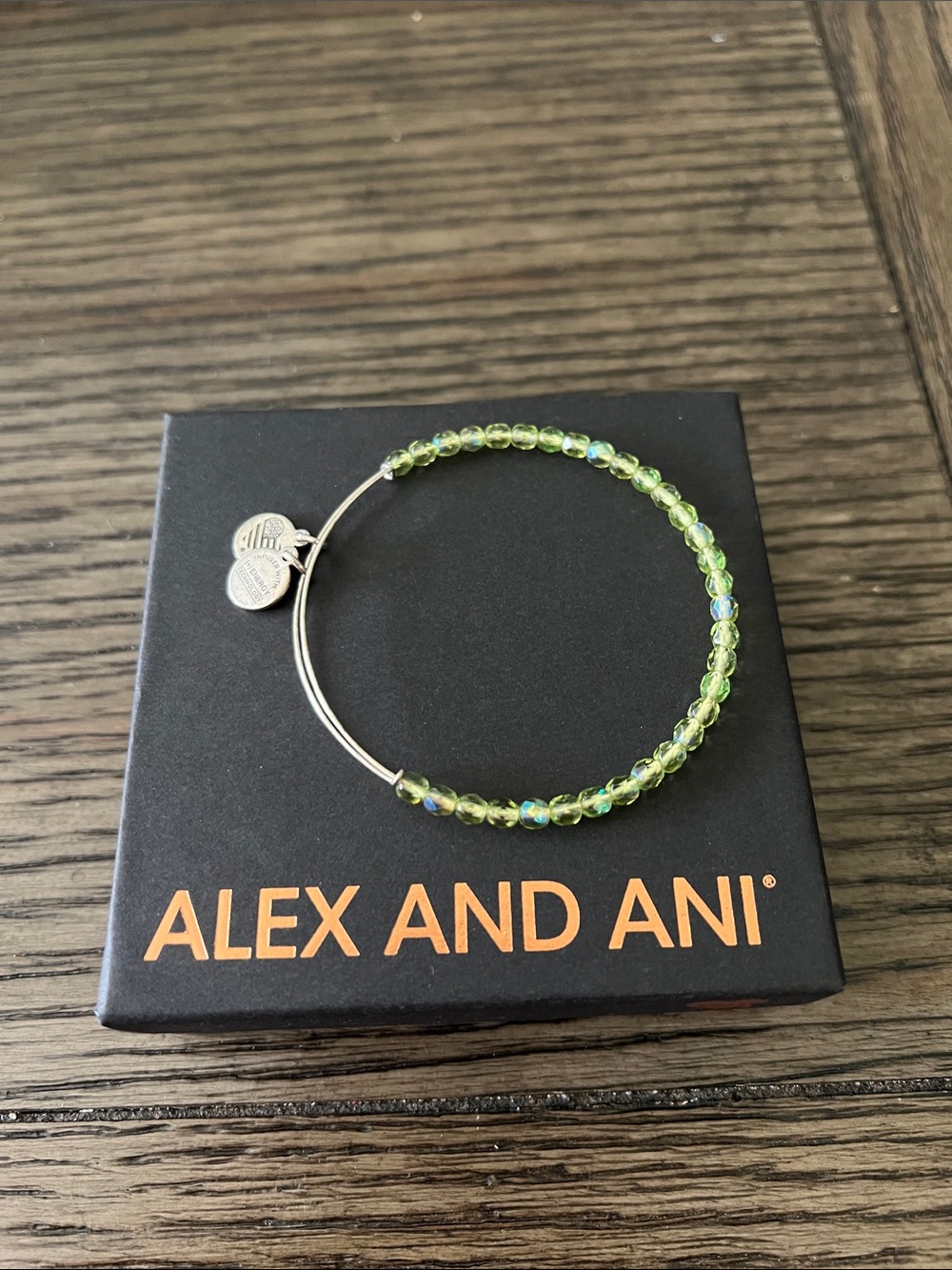 Alex and Ani Light Green Beaded Expandable Bangle Bracelet